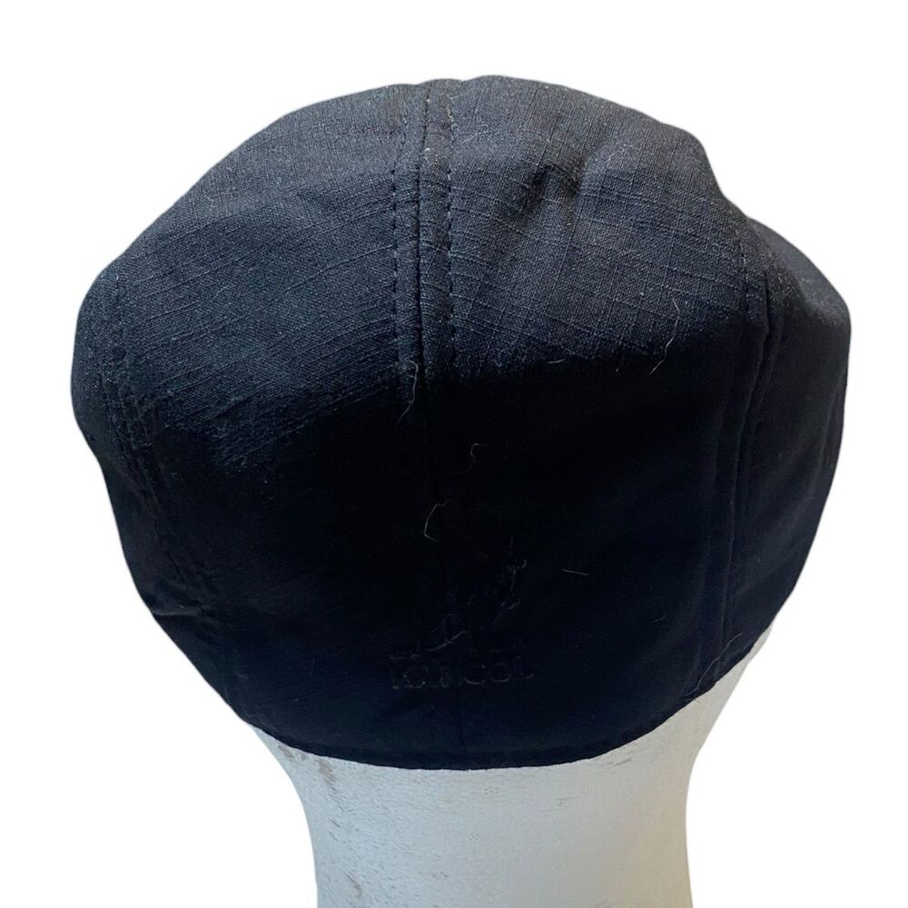 Vintage Kangol Black Hat Logo Newsboy Cabbie Flat Cap Kangaroo Logo Small-Medium - Picture 6 of 10